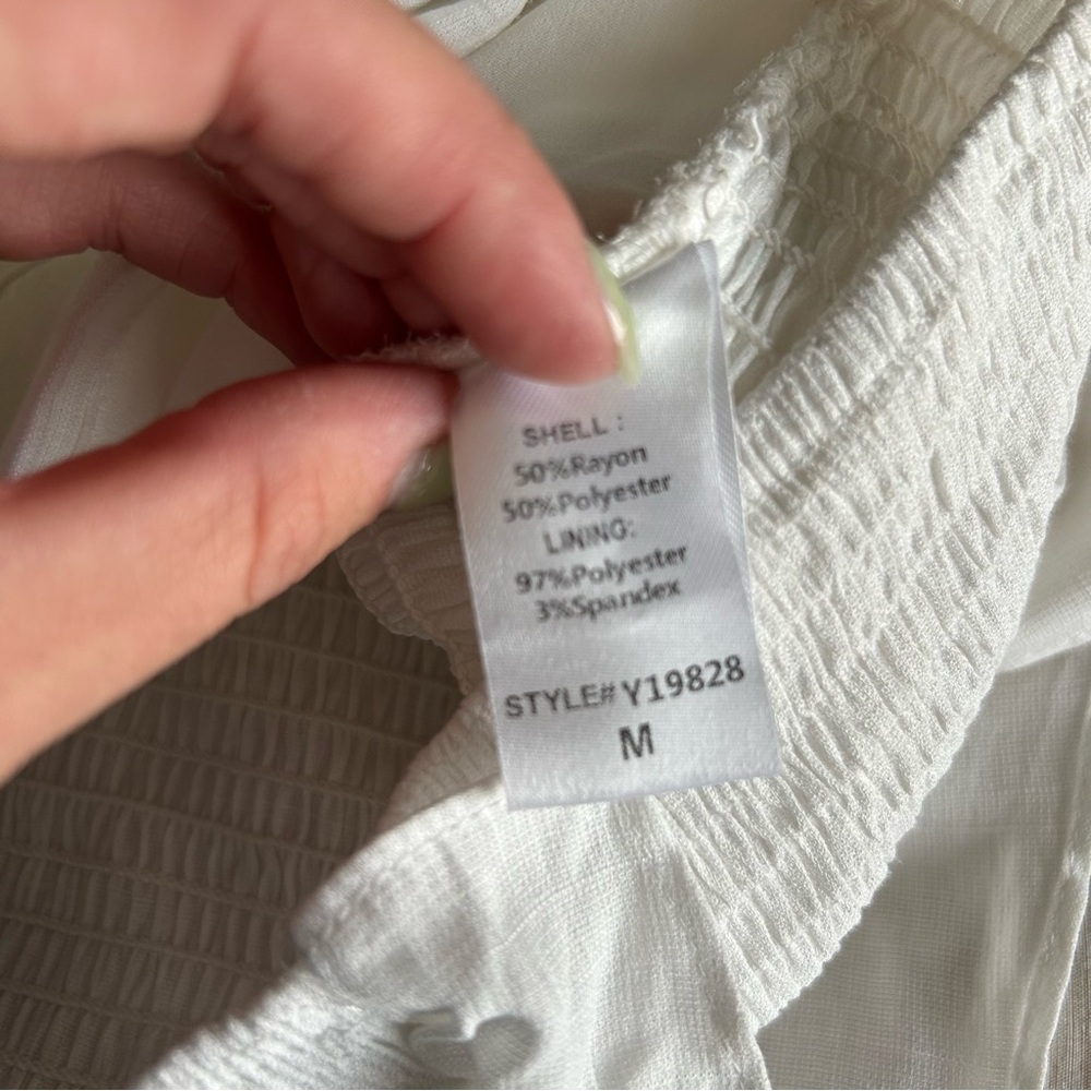 DO+BE White Ruffle Cottagecore, Boho, Coastal, Festival, Off Shoulder Crop Top - Picture 7 of 8